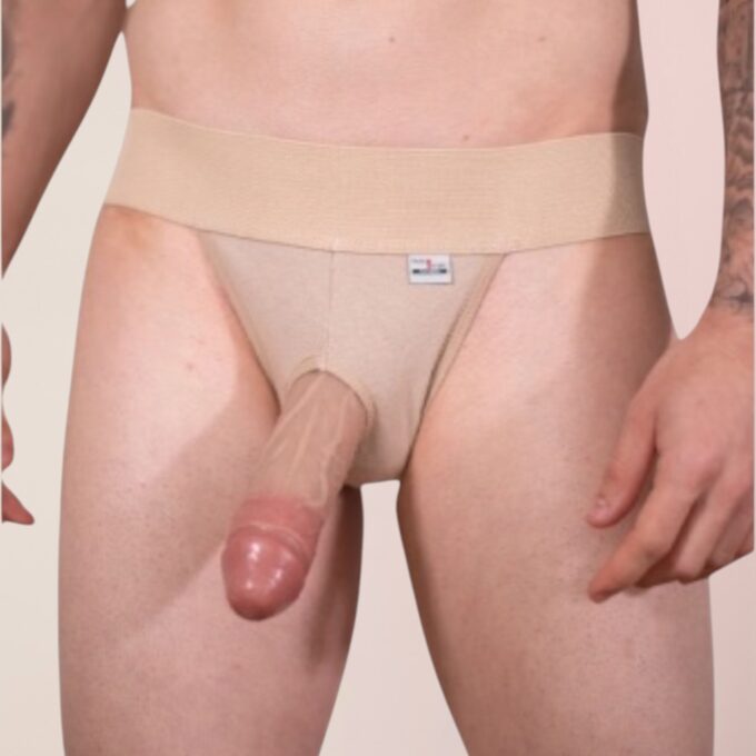 Jockstrap hard packer FTM maintien intégral_ beige mannequin