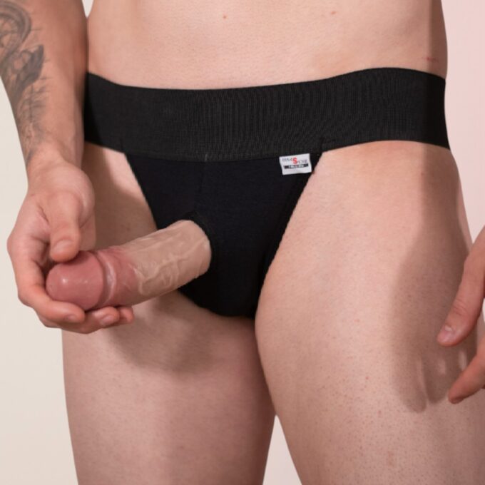 Jockstrap hard packer FTM maintien intégral_ noir mannequin 2