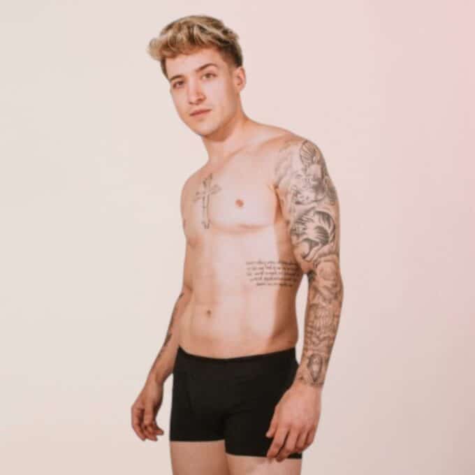 Black boxer shorts with a pouch